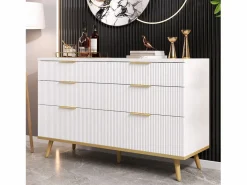 Clearance Cómoda moderna de 6 cajones con patas efecto madera - 120 x 40 x 76,5 cm - para salón/dormitorio/pasillo - aglomerado - Cómoda