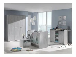 Meublorama Cómoda para bebé robusta con cambiador integrado color efecto madera colección MATHEO