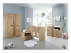 Clearance Cómoda para bebé robusta con cambiador integrado color roble dorado colección TOMMY. Mueble De Bebé