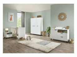 New Meublorama Cómoda para bebé robusta con cambiador integrado color colección DANAÉ. Blanco