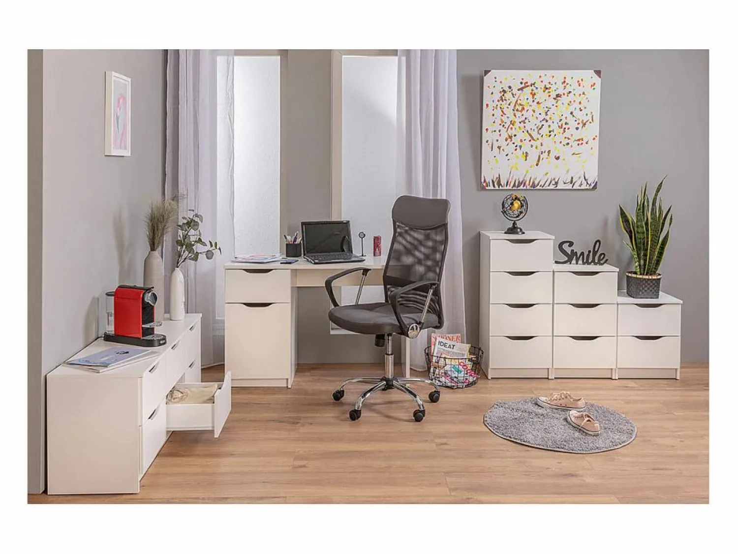 Best ebuy24 Cómoda Wung 3 cajones color . Blanco