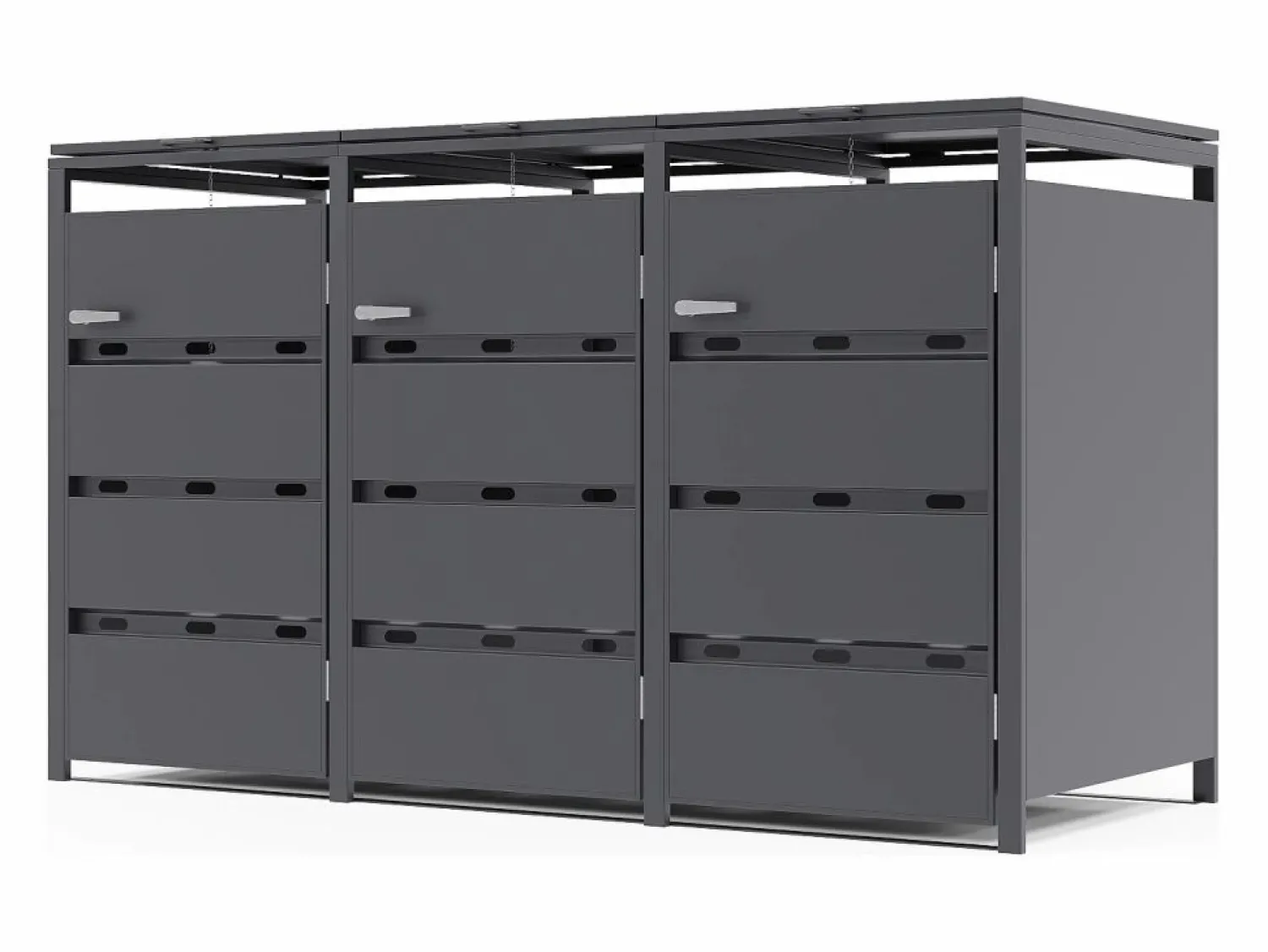 EXPERTLAND Cobertizo contenedores acero galvanizado 3 contenedores 200x80x116 240L LOKAFA Gris antracita