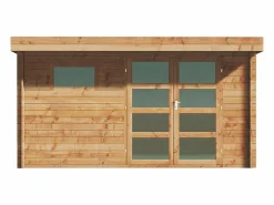 EXPERTLAND Cobertizo de jardín de madera tratada con autoclave y techo plano 13m² esp. 28 mm CORALIO