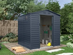 Online EXPERTLAND Cobertizo de jardín de metal en acero galvanizado antracita 4,15 m² ADELMO Gris antracita