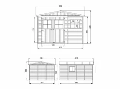 Timbela Cobertizo de madera con suelo tratado - 324x416 cm / 12m² - M336+M336G