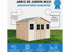 Best Timbela Cobertizo de madera para jardín - A246x418x320 cm / 12m² - M331 Color natural claro