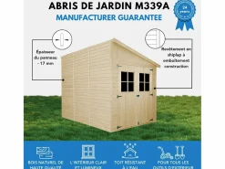 Discount Timbela Cobertizo de madera sin pared lateral con suelo tratado - 6.1 m² - M339A+M339G Color natural claro