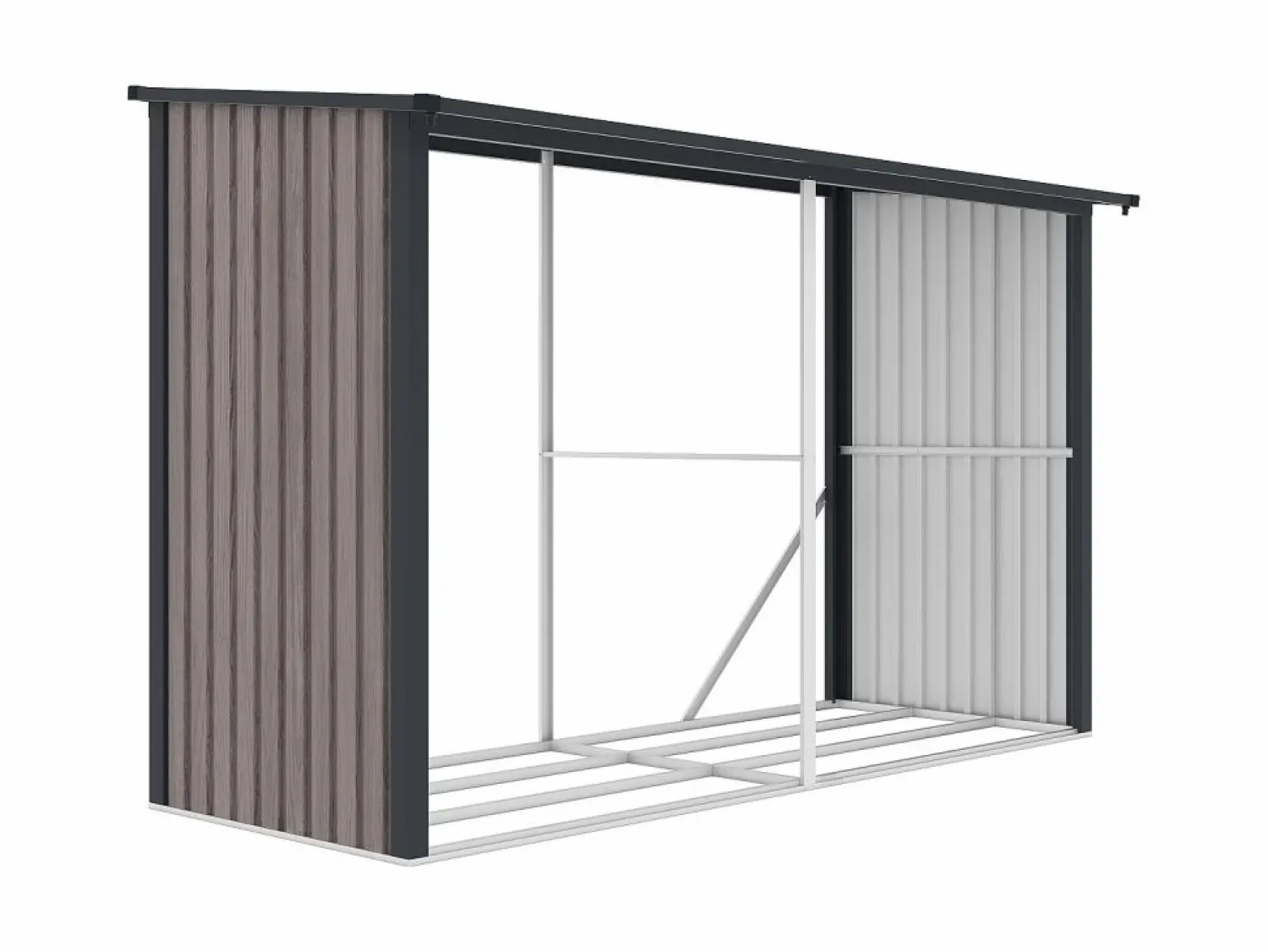 Sale Cobertizo para la leña de metal de acero galvanizado 5,78 m3 8 estéreos Ancho 302 x Prof. 119 x Alt. 190 cm VARWOOD Caseta De Jardín