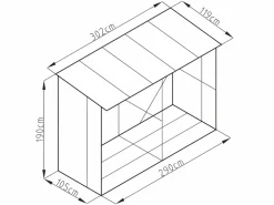Sale Cobertizo para la leña de metal de acero galvanizado 5,78 m3 8 estéreos Ancho 302 x Prof. 119 x Alt. 190 cm VARWOOD Caseta De Jardín