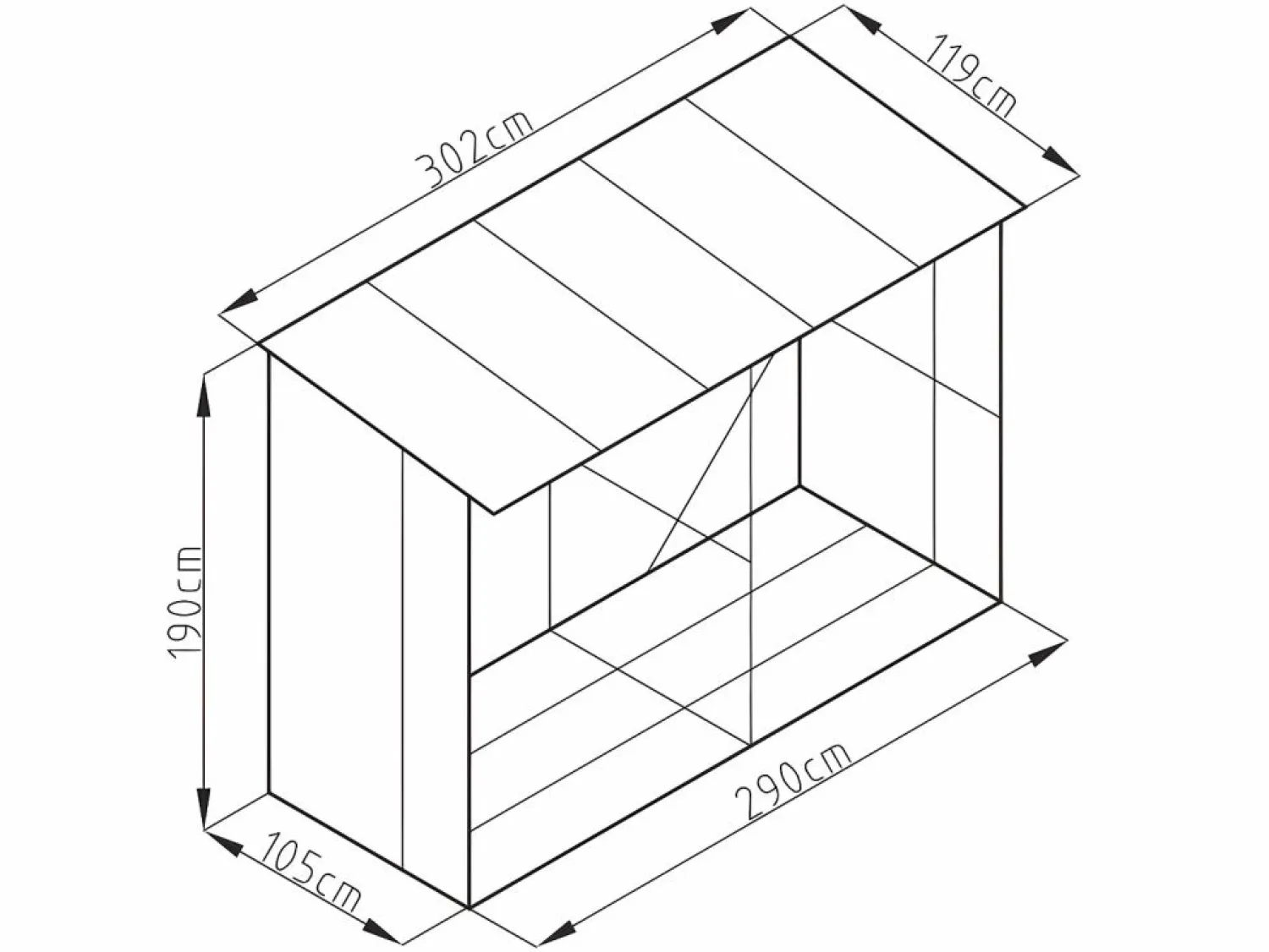 Sale Cobertizo para la leña de metal de acero galvanizado 5,78 m3 8 estéreos Ancho 302 x Prof. 119 x Alt. 190 cm VARWOOD Caseta De Jardín