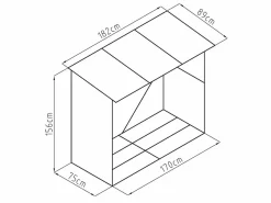 EXPERTLAND Cobertizo para la leña de metal de acero galvanizado 1,98 m3 2 estéreos Ancho 182 x Prof. 89 x Alt. 156 cm BIRWOOD