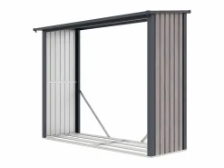 EXPERTLAND Cobertizo para leña de acero efecto madera 4,9 estéreos 242 x 89 x 190 cm WINWOOD
