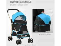 New Cochecito para mascotas 82x49.5x98 cm Transportín De Paseo Para Animales