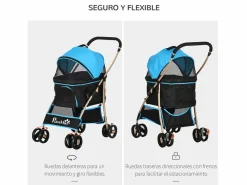 New Cochecito para mascotas 82x49.5x98 cm Transportín De Paseo Para Animales