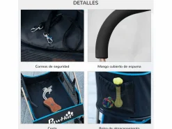 New Cochecito para mascotas 82x49.5x98 cm Transportín De Paseo Para Animales