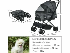 Hot Cochecito para mascotas 76.5x52x95 cm Transportín De Paseo Para Animales