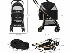Clearance PawHut Cochecito para mascotas 82x49.5x98 cm Negro