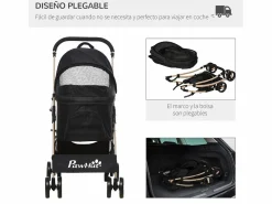 Clearance PawHut Cochecito para mascotas 82x49.5x98 cm Negro