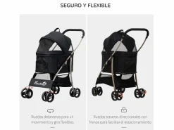 Clearance PawHut Cochecito para mascotas 82x49.5x98 cm Negro