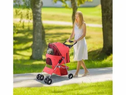 Clearance PawHut Cochecito para mascotas 75x46x94 cm Rojo