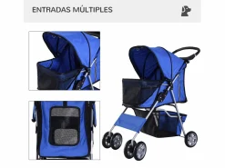 PawHut Cochecito para perro y gato 75x45x97 cm