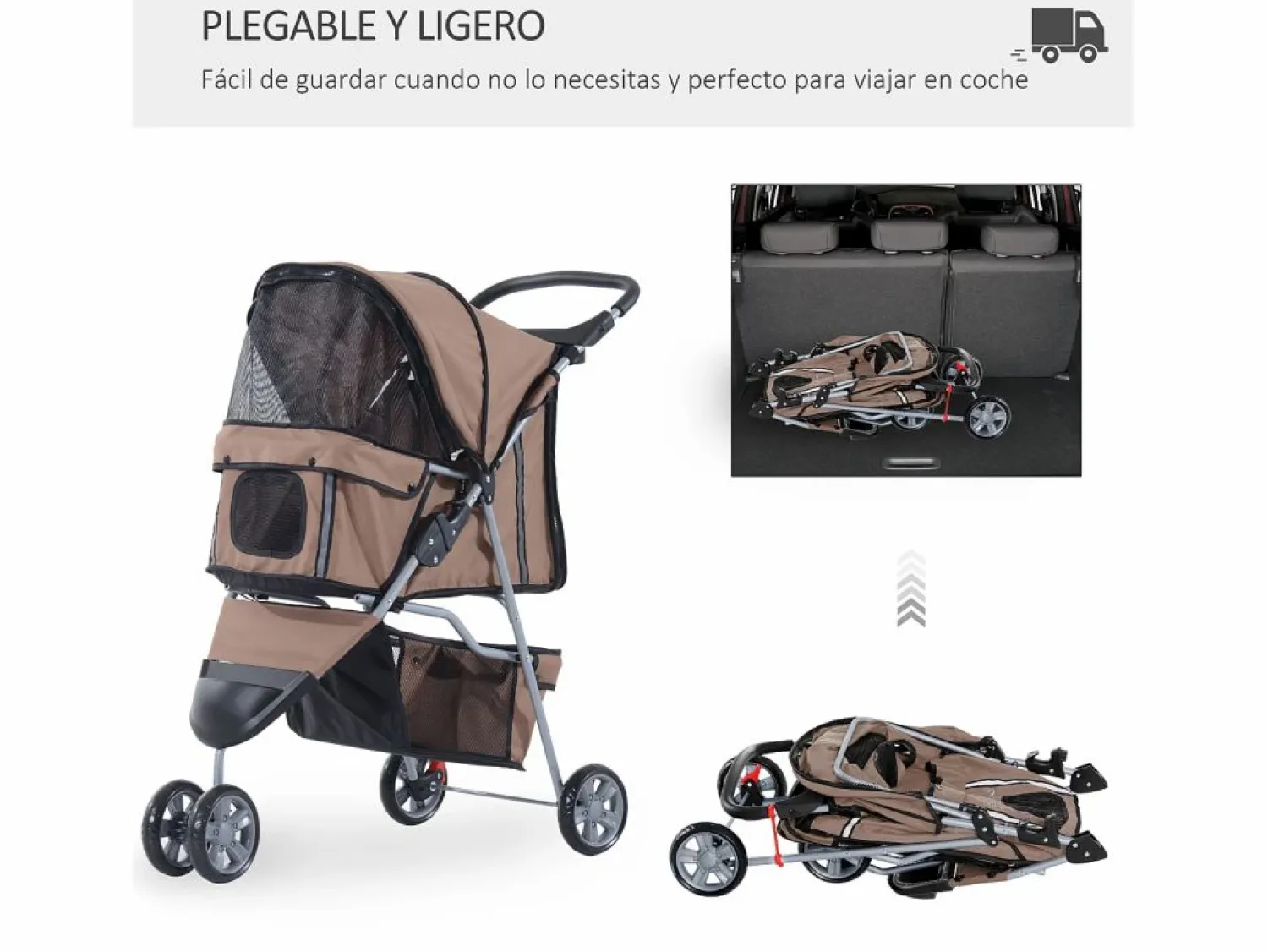 Sale PawHut Cochecito para perro y gato café 75x45x97 cm Marru00f3n