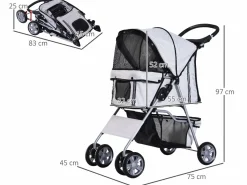 Sale Cochecito para perro y gato 75x45x97 cm Transportín De Paseo Para Animales