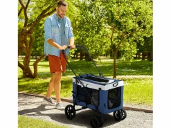 Cochecito para perros 2 en 1, cesta extraíble, poliéster, , con 2 correas de seguridad y plegable (81 x 58 x 97,5 cm)