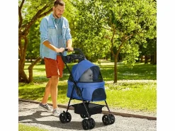 New Cochecito plegable para perros y gatos, diseño práctico, tela Oxford, (67 x 45 x 96 cm) Transportín De Paseo Para Animales