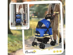 New Cochecito plegable para perros y gatos, diseño práctico, tela Oxford, (67 x 45 x 96 cm) Transportín De Paseo Para Animales