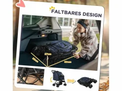 Discount Cochecito plegable para perros y gatos, poliéster resistente, , con ruedas giratorias y funda ajustable (76,5 x 52 x 95 cm) Transportín De Paseo Para Animales