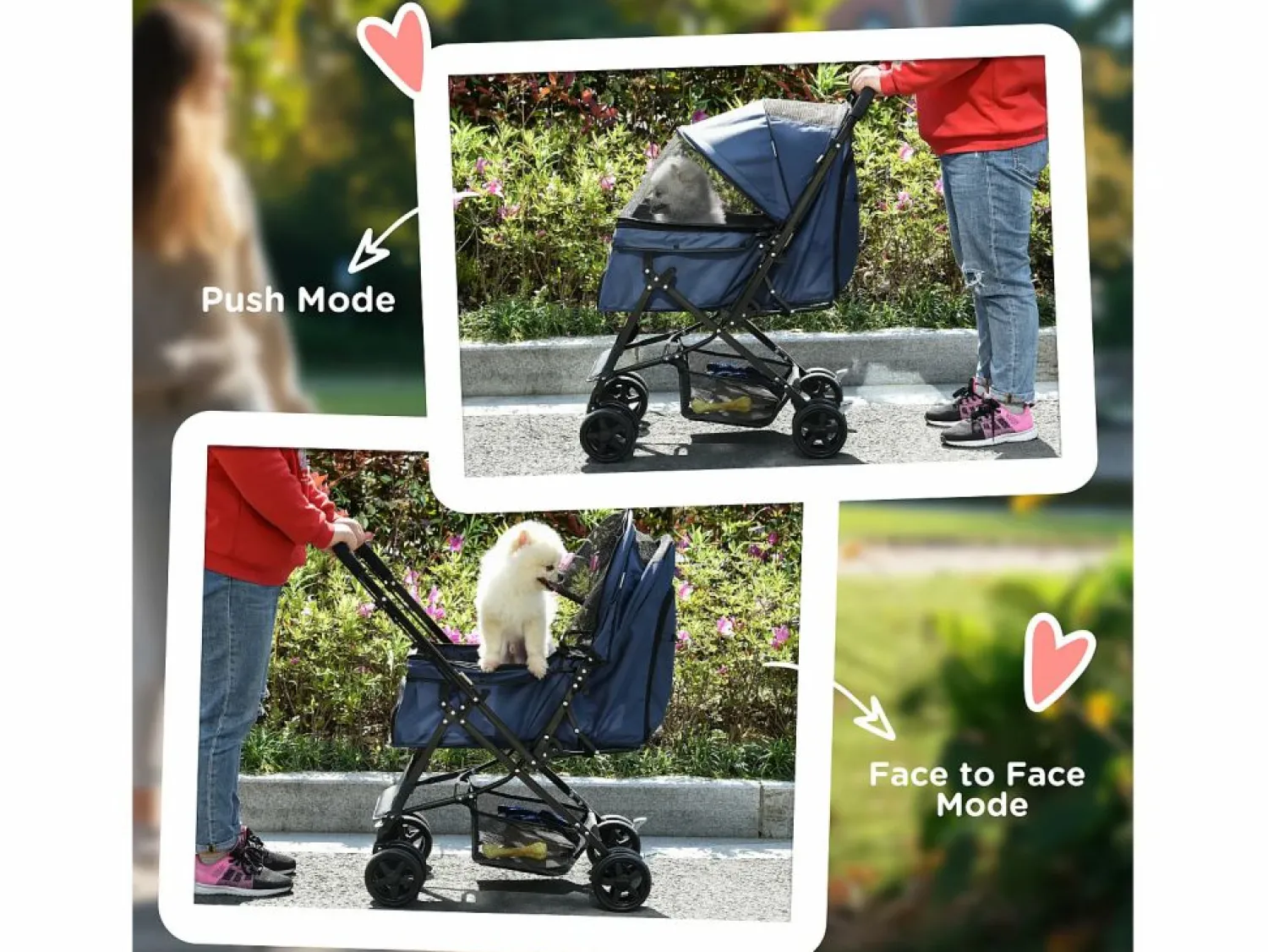 Discount Cochecito plegable para perros y gatos, poliéster resistente, , con ruedas giratorias y funda ajustable (76,5 x 52 x 95 cm) Transportín De Paseo Para Animales