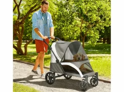 Clearance Cochecito plegable para perros y gatos hasta 30 kg, poliéster, oscuro (124x67x100 cm) Gris