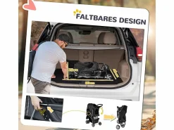 Clearance Cochecito plegable para perros y gatos con cojín, ventanas de malla, portavasos y espacio de almacenamiento, poliéster, oscuro (75 x 45 x 97 cm) Transportín De Paseo Para Animales