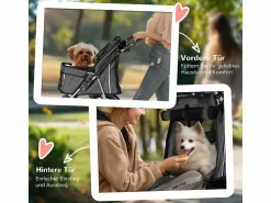 Clearance Cochecito plegable para perros y gatos con cojín, ventanas de malla, portavasos y espacio de almacenamiento, poliéster, oscuro (75 x 45 x 97 cm) Transportín De Paseo Para Animales