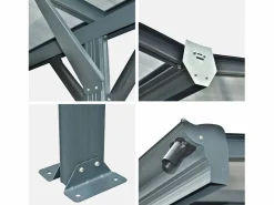 New Sweeek Cochera con extensión de aluminio y policarbonato 30m² antracita Gris antracita