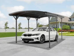 New EXPERTLAND Cochera de aluminio autoportante para coche - 1 coche - 15,15 m² - - BARESA Gris antracita