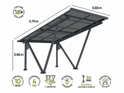 New Cochera solar con paneles fotovoltaicos - 366 x 575 x 366 cm - - 4,1 kW Cochera