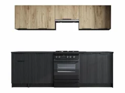 Best Cocina 240 cm estilo roble y carbón Justin Cocina Completa