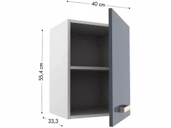Best Vente-unique Cocina completa - 180 cm - 6 estantes - Blanco y gris - TRATTORIA Gris / Blanco