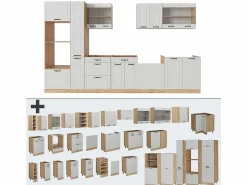 Outlet Vicco Cocina completa casa de campo blanca/roble dorado 350x60x81.6 r-line Blanco