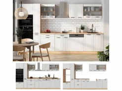 Outlet Vicco Cocina completa casa de campo blanca/roble dorado 350x60x81.6 r-line Blanco
