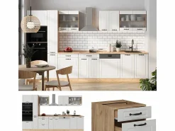 Outlet Vicco Cocina completa casa de campo blanca/roble dorado 350x60x81.6 r-line Blanco