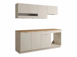 Vente-unique Cocina completa - Con encimera de 200 cm - Beige y Natural - CARMEO