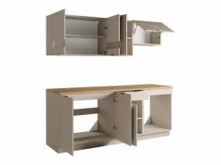 Vente-unique Cocina completa - Con encimera de 200 cm - Beige y Natural - CARMEO