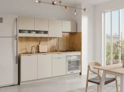 Vente-unique Cocina completa - Con encimera de 200 cm - Beige y Natural - CARMEO