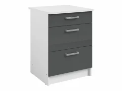 Sale Vente-unique Cocina completa - Con encimera 240 cm - Gris brillante y Blanco - TRATTORIA Gris / Blanco