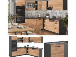 Vicco Cocina esquinera antracita/roble dorado 247x60x81.6 r-line