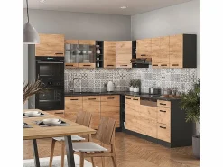 Vicco Cocina esquinera antracita/roble dorado 247x60x81.6 r-line
