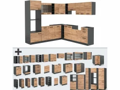 Vicco Cocina esquinera antracita/roble dorado 247x60x81.6 r-line